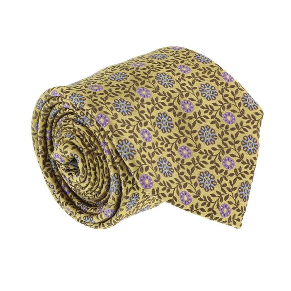 Canali Gold Pure Silk Mosaic Tile Pattern Tie- Blade Width 3in